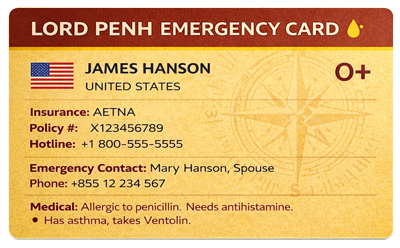 Lord Penh emergency card sample